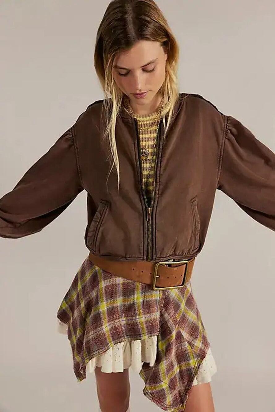 Free People Okayyy Sweatshirt Cotton Bomber Jacket - M